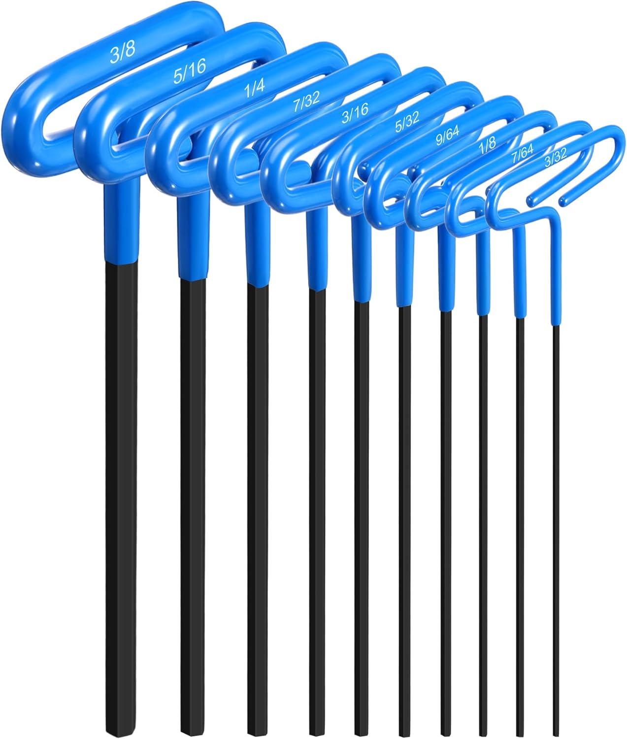 Honoson 10 Pieces T-handle Hex Key Set 9 Inch Long Hex Key Wrenches Kit Sizes 3/32. 7/64. 1/8. 9/64. 5/32. 3/16. 7/32. 1/4. 5/16. 3/8 Inches(Red)