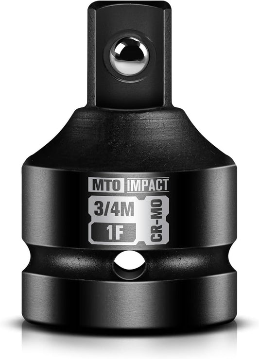 MTO 1 Female to 3/4 Male Impact Socket Adapter. Reducer for Impact Driver Conversions. Chrome Molybdenum Alloy Steel