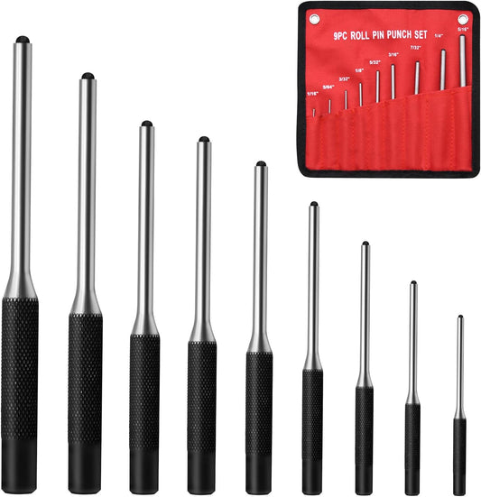 Pin Punch Set. 9pcs 1/16 - 5/16 Removing Repair Tools with Storage Pouch. Great for Automotive. Watch Repair. Jewelry and Craft(9pcs Pin Punch)